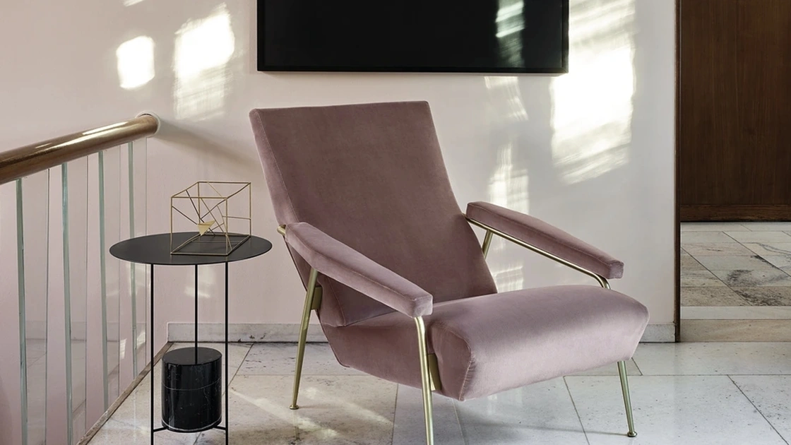 Poltrona di design in tessuto con struttura in metallo D-153-1 di Molteni & C