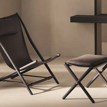 Poltrona in cuoio e legno D’Antan di De Padova