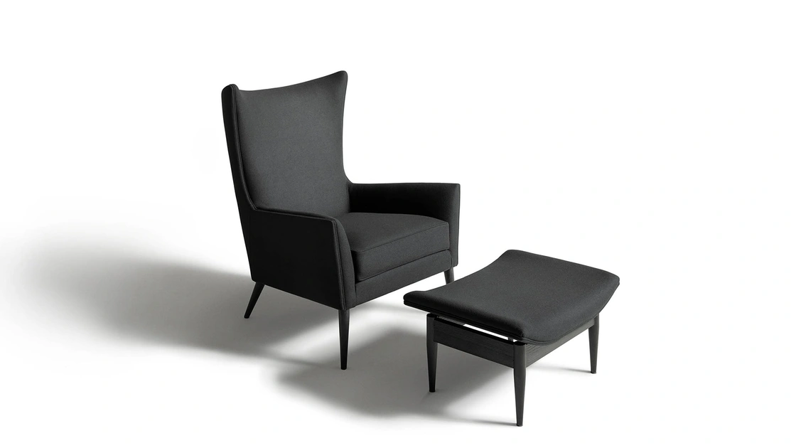 Poltrona in tessuto Wingback di De Padova