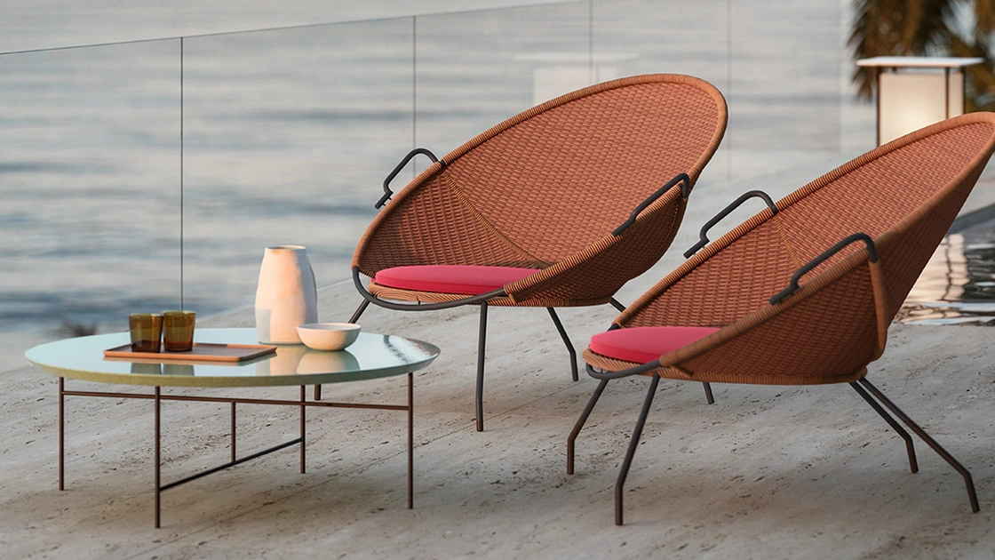 Potroncina in rattan T-54 di De Padova