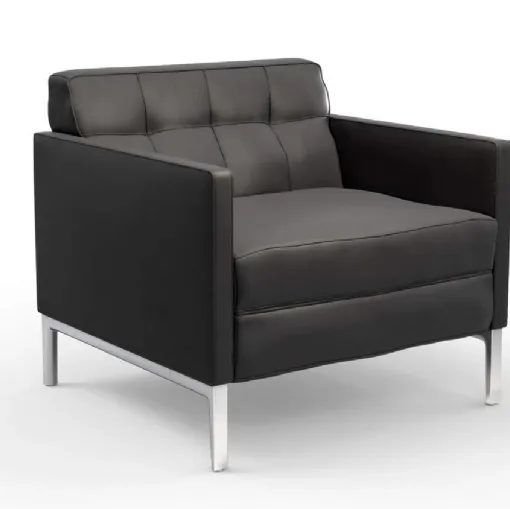 Poltrona Volage EX-S Night in pelle con base in alluminio cromato lucido di Cassina
