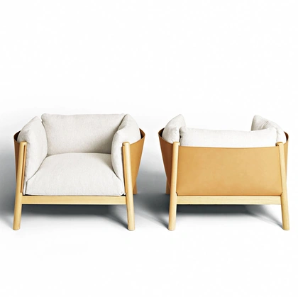 Poltrona in tessuto e cuoio Yak di De Padova