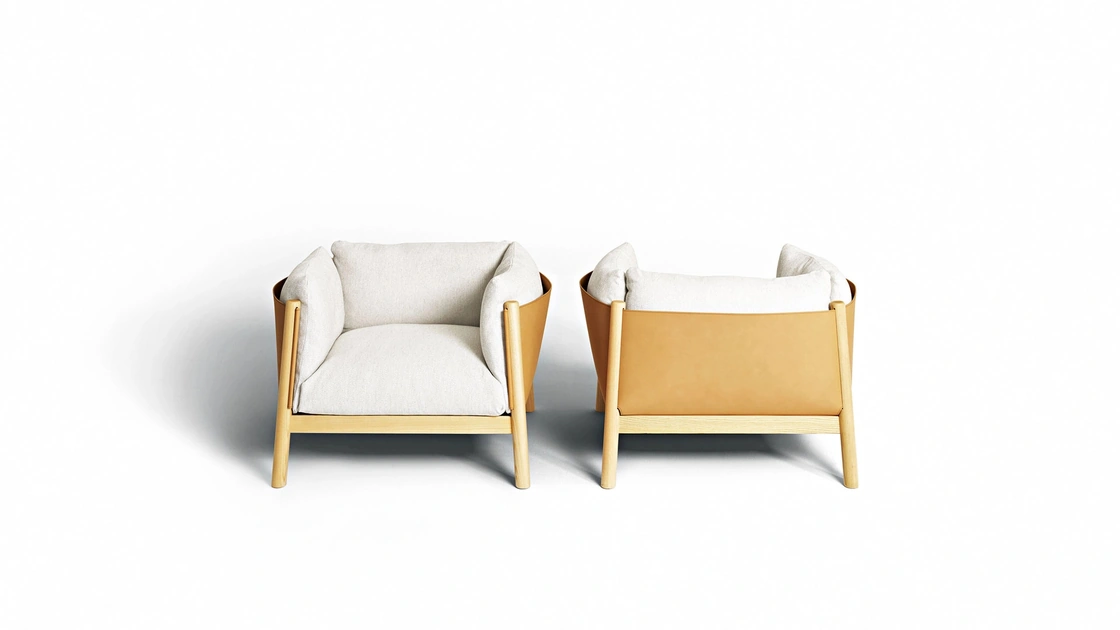 Poltrona in tessuto e cuoio Yak di De Padova