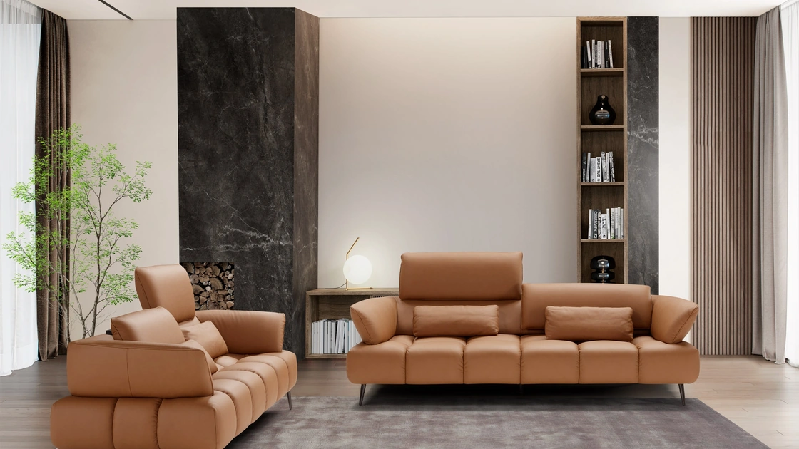 Salotto lineare in pelle Ambra di Franco Ferri