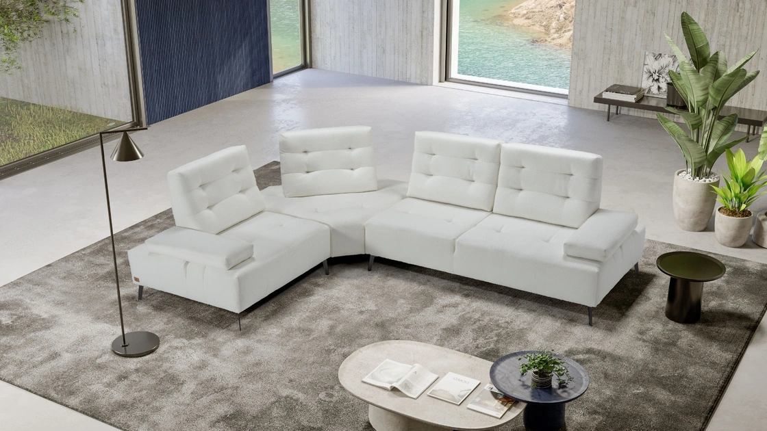 Divano angolare in tessuto Bennet di Kermes divani