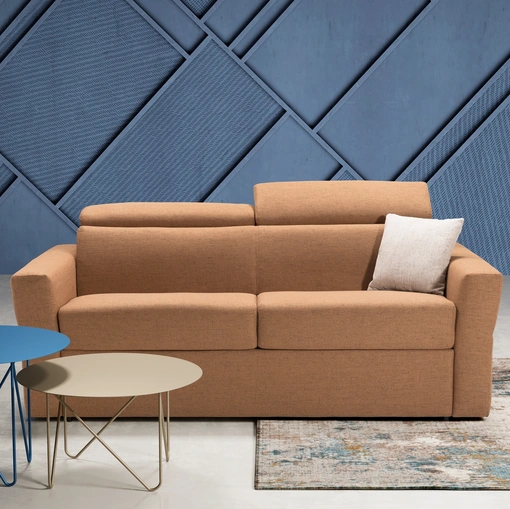 Divano letto in tessuto con poggiatesta reclinabili Comfort di Kermes divani