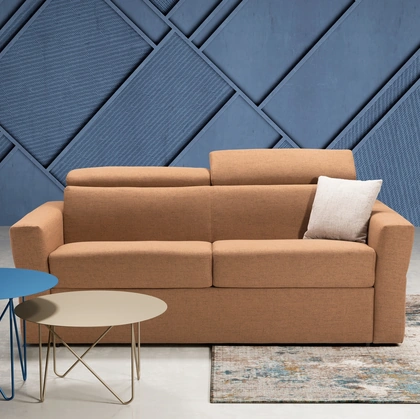 Divano letto in tessuto con poggiatesta reclinabili Comfort di Kermes divani