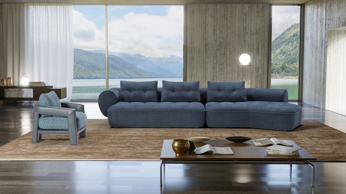 Divano lineare componibile accogliente e confortevole Dumbo di Kermes divani