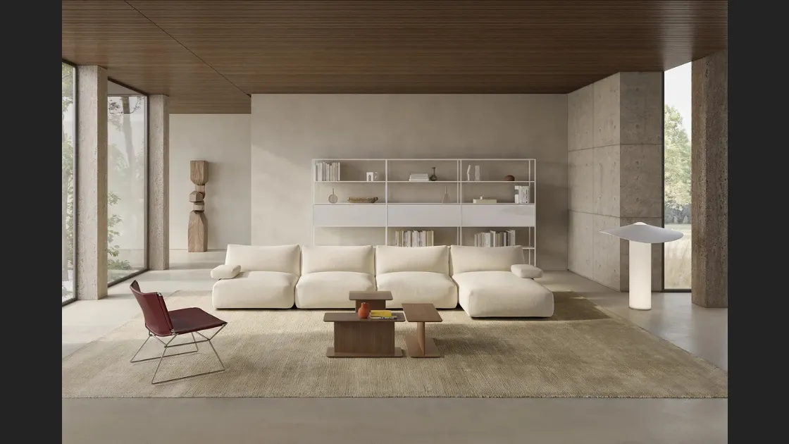 Salotto con penisola Goom di MDF Italia
