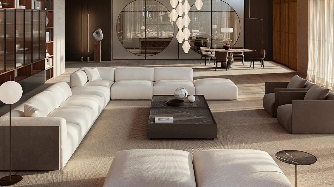 Salotto imbottito angolare Hybla di De Padova