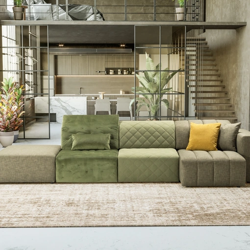 Divano componibile in tessuto con penisola BlackJack Evo di Kermes divani