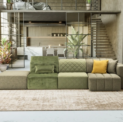 Divano componibile in tessuto con penisola BlackJack Evo di Kermes divani