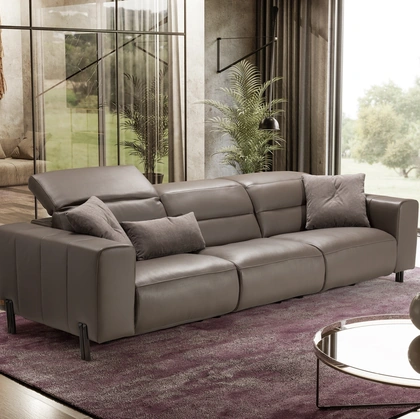 Divano relax lineare in pelle My World di Kermes divani