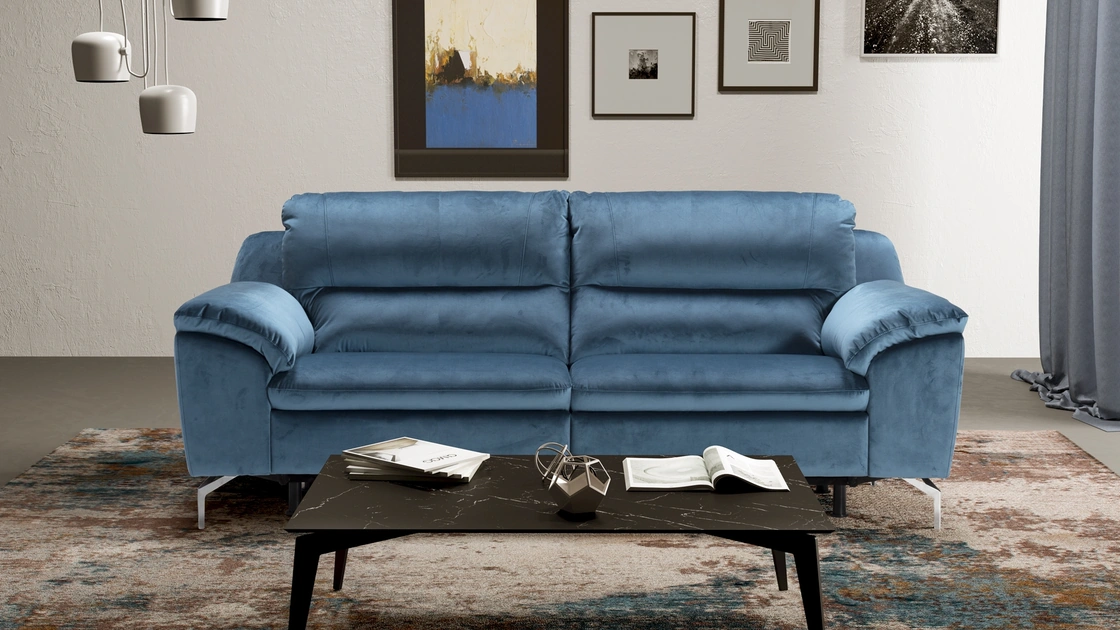 Divano relax in velluto con piedini in metallo Paris di Kermes divani