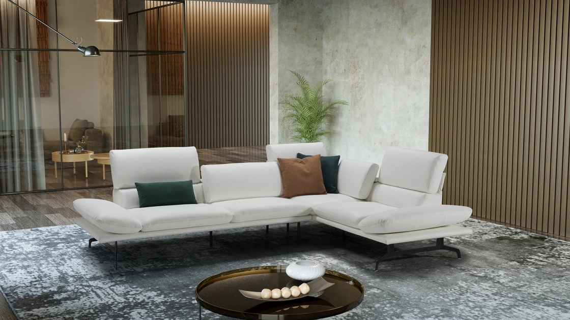 Divano angolare in tessuto bianco Marcus di Kermes divani