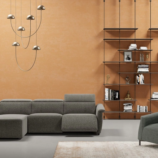 Divano letto in tessuto con penisola Peter Slim di Kermes divani