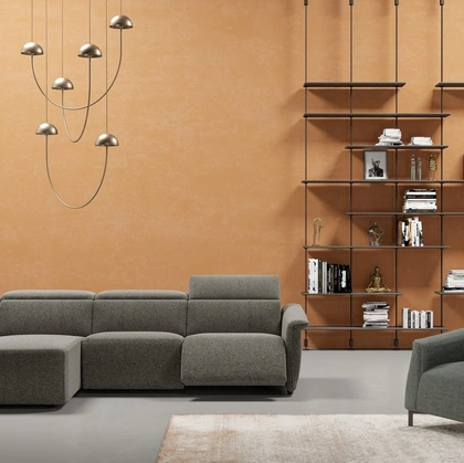 Divano letto in tessuto con penisola Peter Slim di Kermes divani