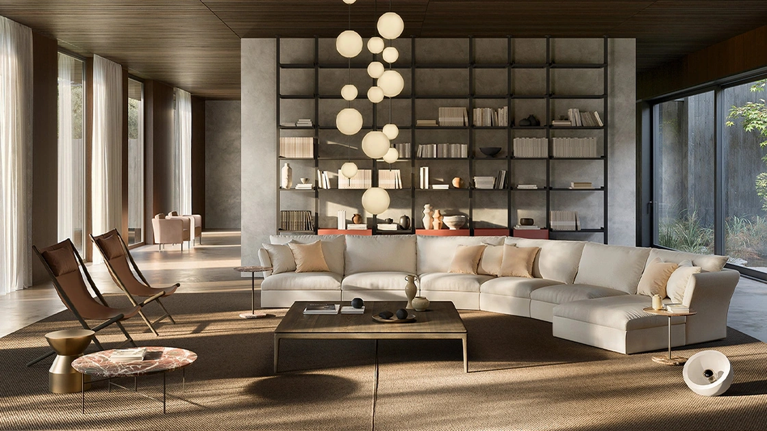 Salotto con penisola Pillow 20 di De Padova