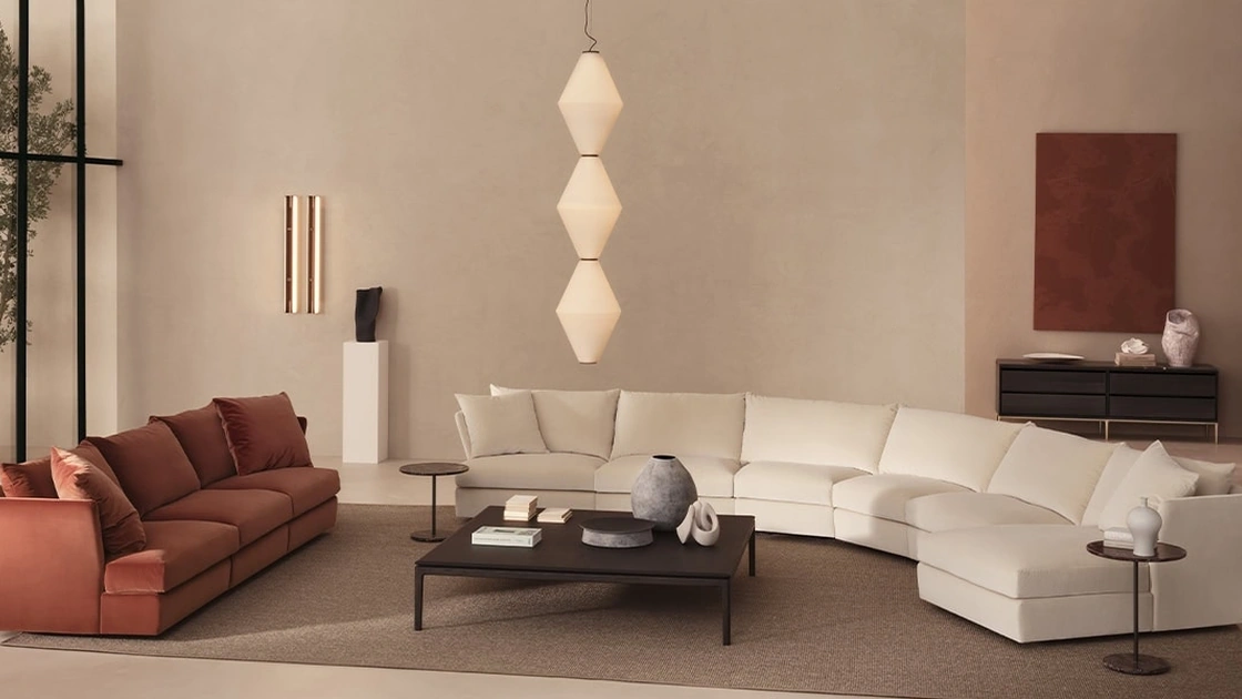 Salotto con penisola Pillow 20 di De Padova