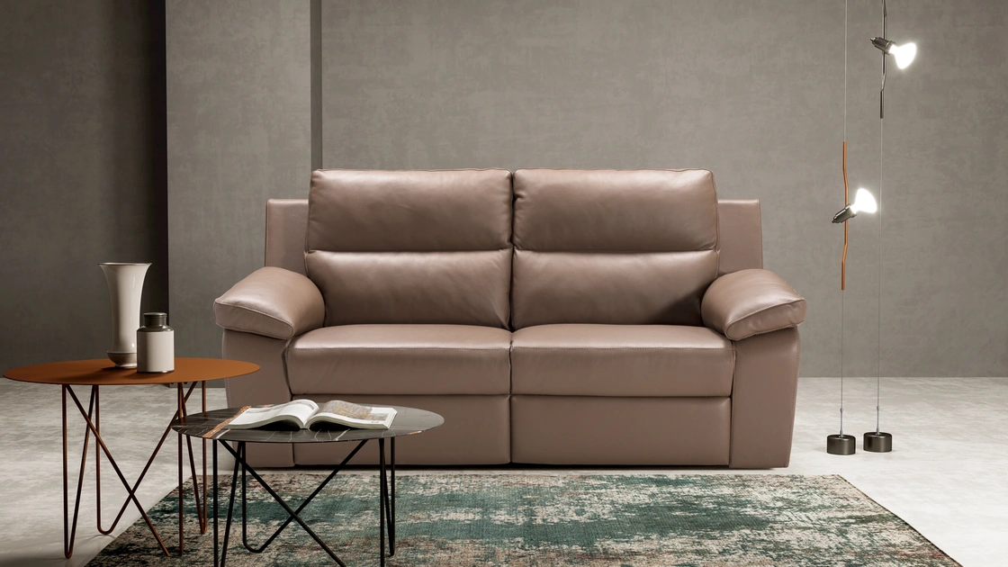 Divano relax lineare in pelle Tiziano di Kermes divani