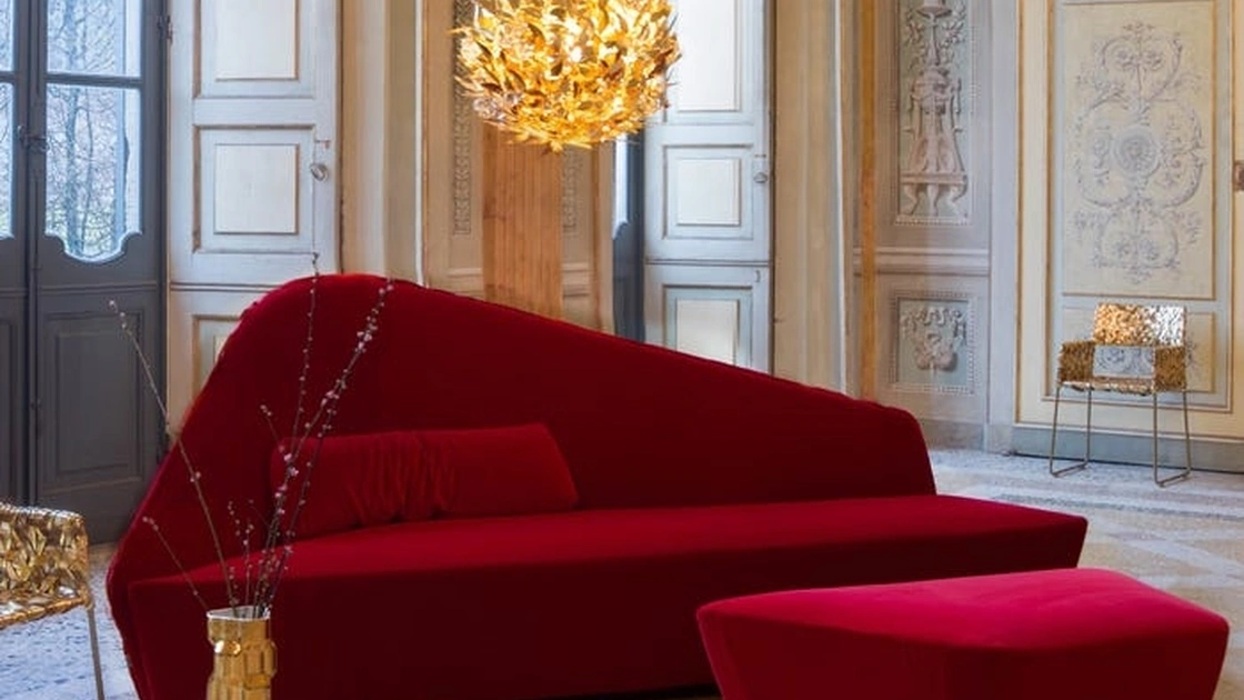 Divano lineare in velluto Verlaine di Driade