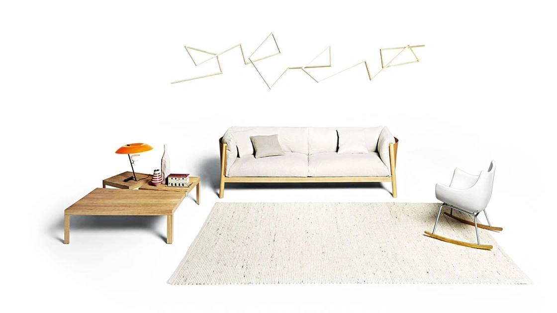 Divano in tessuto imbottito Yak di De Padova