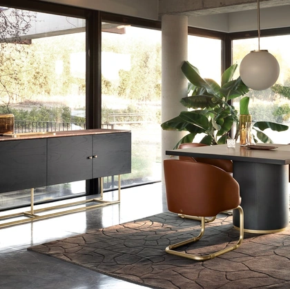 Sedia 1920 in pelle e ottone di Daytona Home