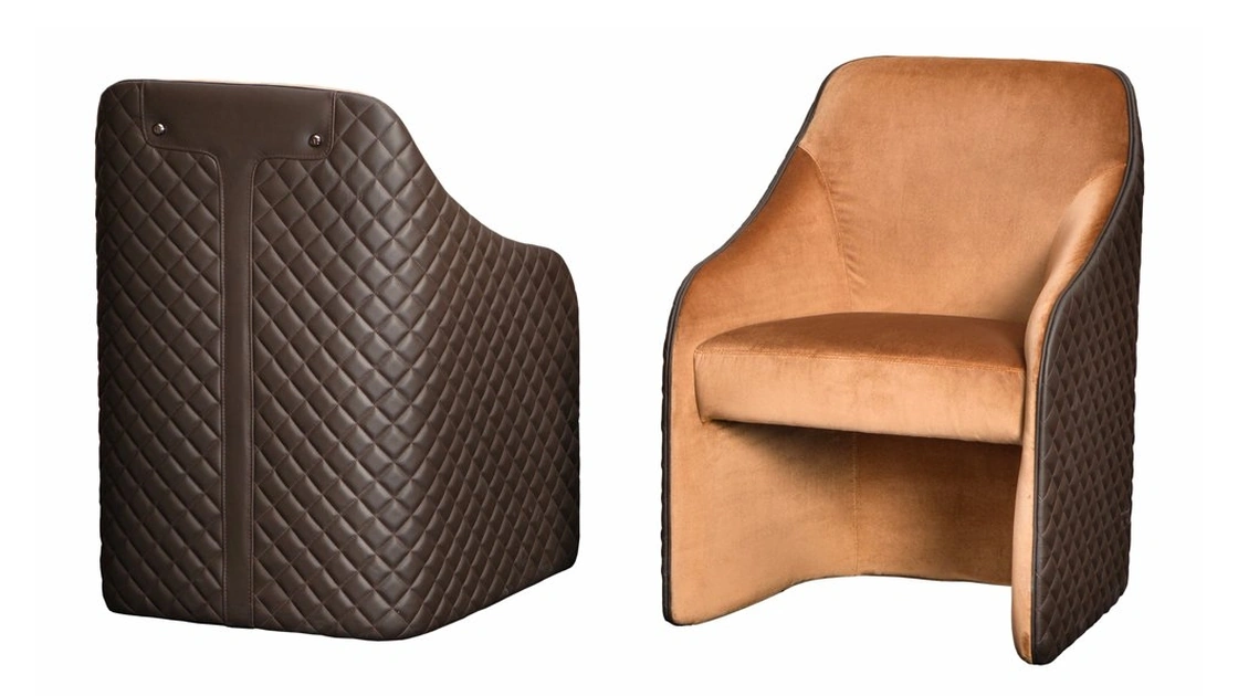 Sedia Bacco in tessuto con schienale in pelle di Daytona HomeSedia Bacco in tessuto con schienale in pelle di Daytona Home