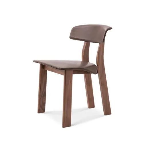 Sedia di design Back-Wing in pelle con struttura in legno massello di Cassina