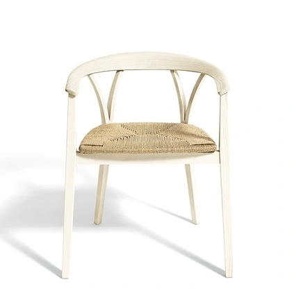 Sedia in massello di frassino con seduta in paglia Donzelletta di De Padova