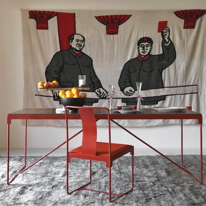 Sedia Mingx in acciaio con seduta in cuoietto di Driade