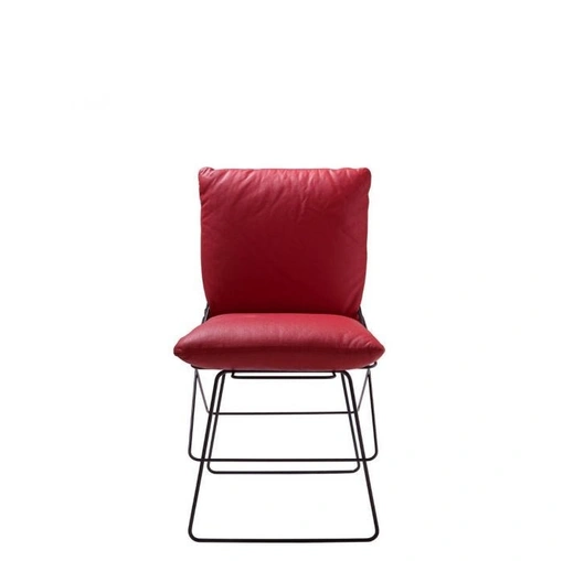 Sedia con struttura in tondino di acciaio e cuscini in ecopelle imbottiti Sof Sof di Driade