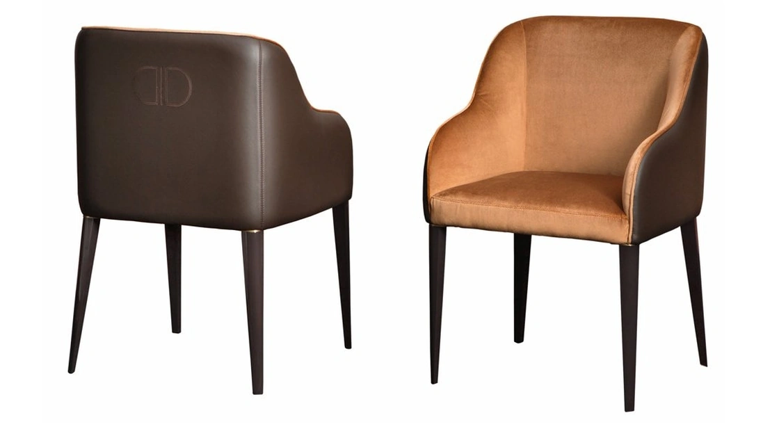 Sedia Julia in tessuto con schienale in pelle di Daytona Home