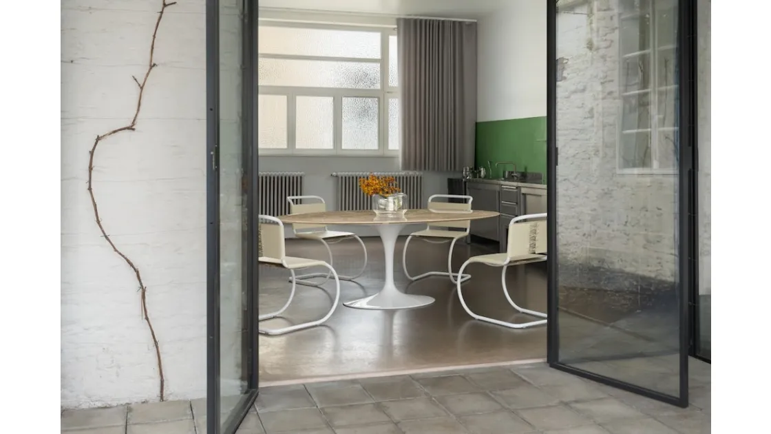 Sedia MR Side Chair in pelle di Knoll