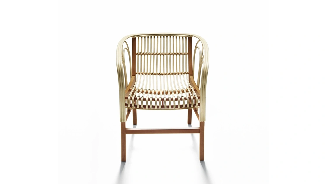 Sedia Uragano in midollino e frassino di De Padova