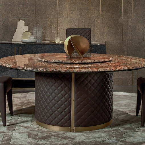 Tavolo Alfred rotondo con top in marmo di Daytona Home