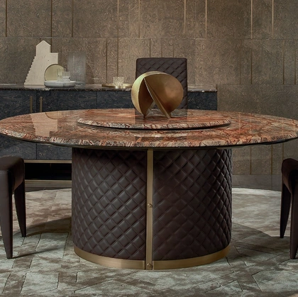 Tavolo Alfred rotondo con top in marmo di Daytona Home