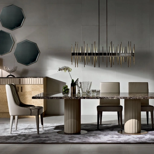 Tavolo Byron rettangolare con top in marmo e base in tiglio di Daytona Home