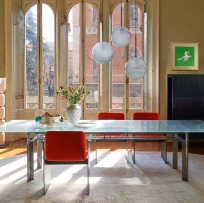Tavolo con top in vetro increspato Doge Laguna di Cassina