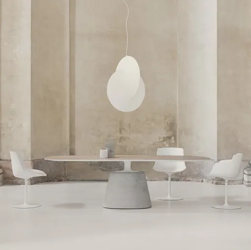 Tavolo Rock Table Maxi in Rovere e cemento di MDF Italia
