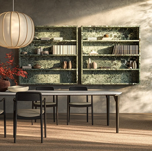 Tavolo '95 con top in marmo di De Padova