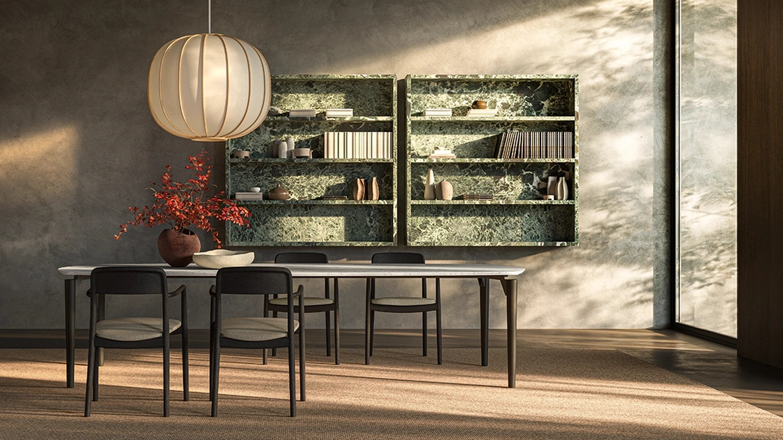 Tavolo '95 con top in marmo di De Padova