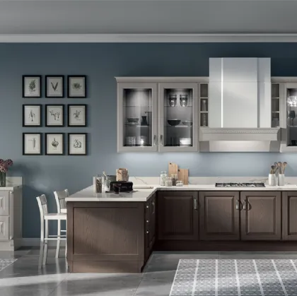Cucina Classica con penisola Baltimora in Frassino Havana di Scavolini