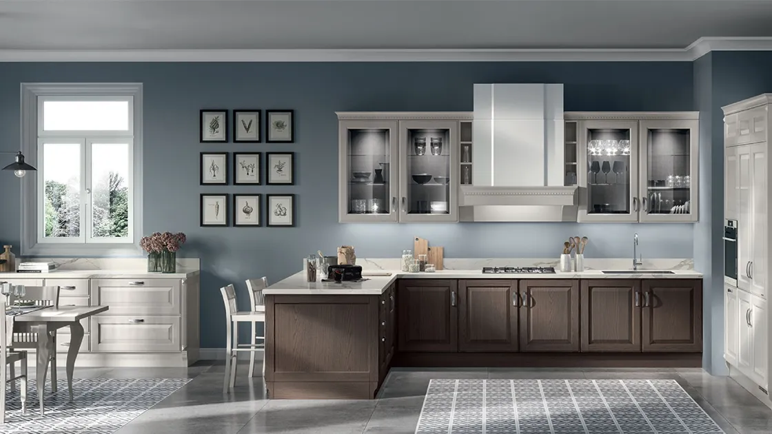 Cucina Classica con penisola Baltimora in Frassino Havana di Scavolini