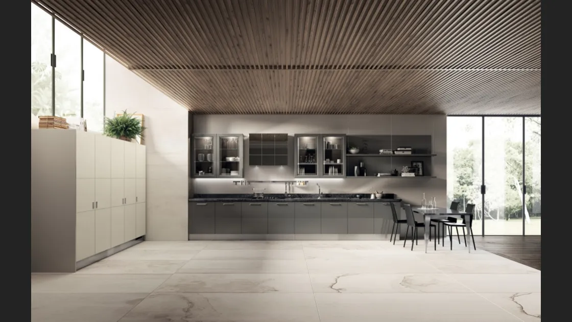 Cucina Classica Exclusiva 08 in laccato lucido Titanio di Scavolini