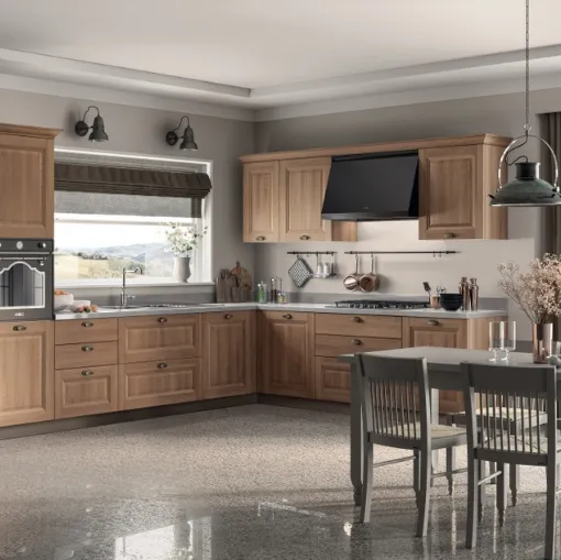Cucina Classica angolare Family 04 in decorativo Rovere Azteco di Scavolini
