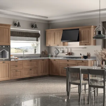 Cucina Classica angolare Family 04 in decorativo Rovere Azteco di Scavolini