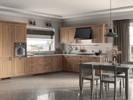 Cucina Classica angolare Family 04 in decorativo Rovere Azteco di Scavolini