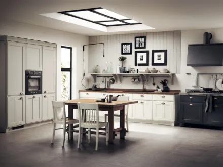 Cucina Classica Favilla 01 in laccato opaco Bianco e effetto Ghisa di Scavolini