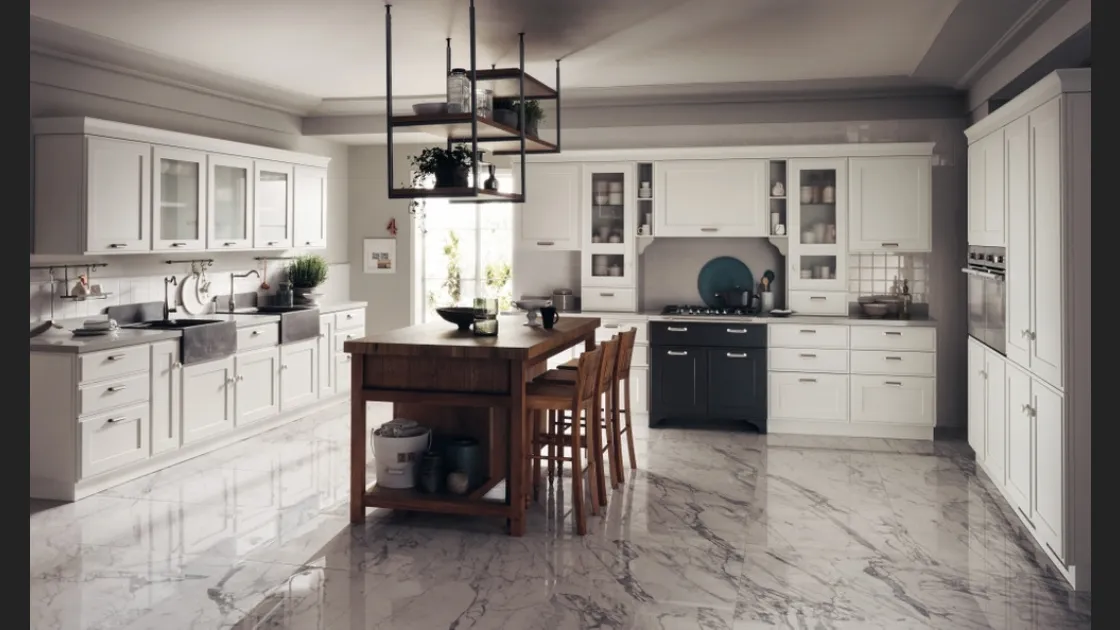 Cucina Classica Favilla 04 con Isola in Rovere Nodato di Scavolini